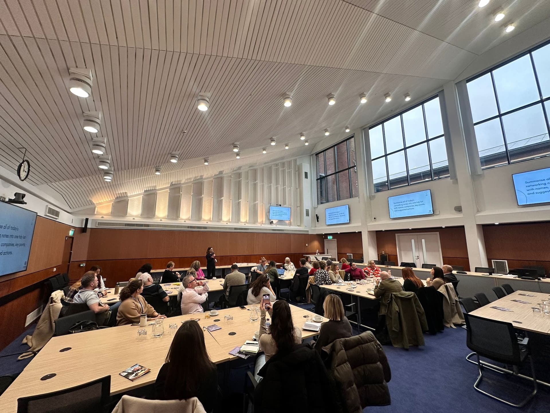 Business owners networking during workshop lunch session