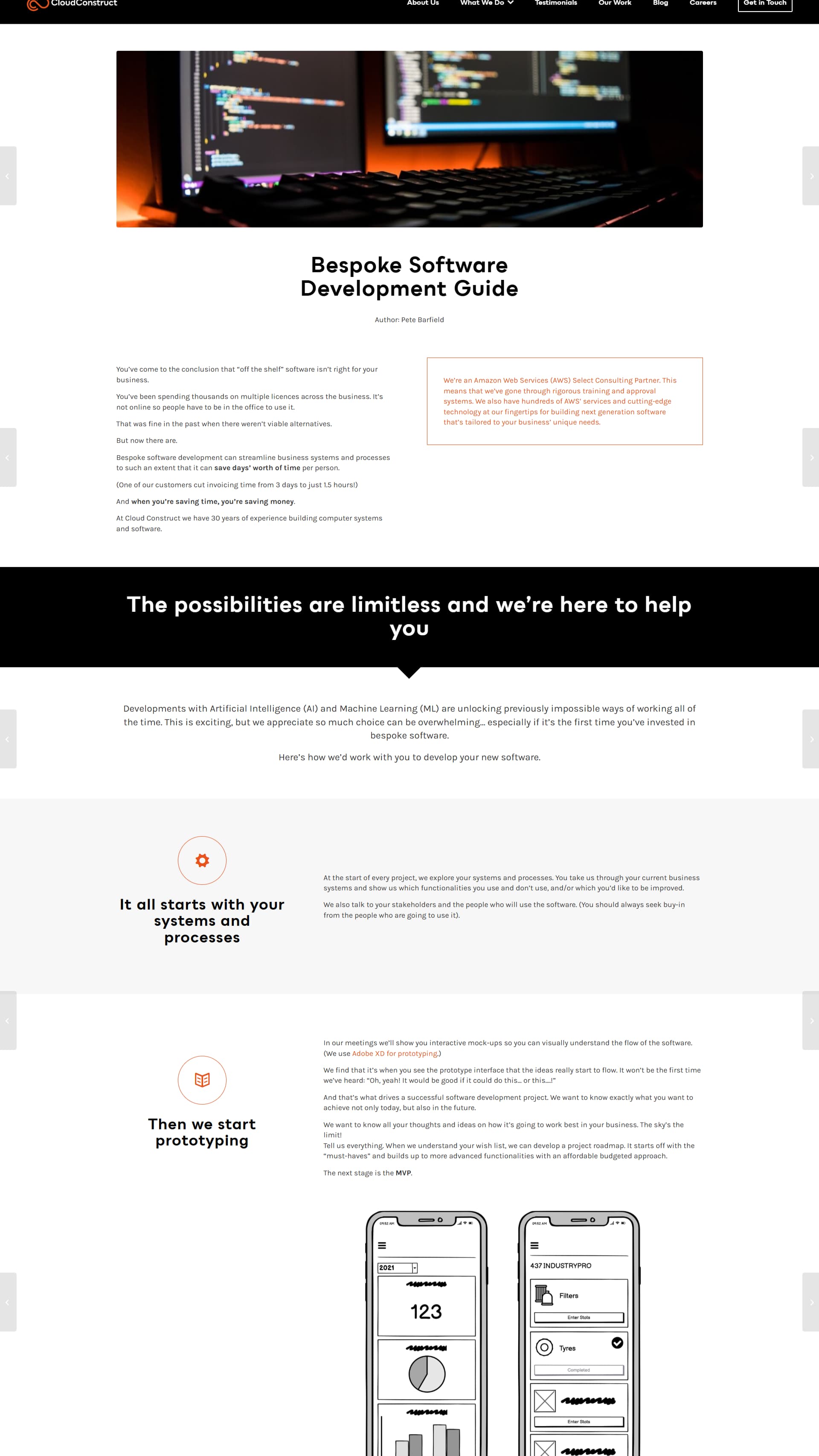 Screenshot of Cloud Construct Guide to Bespoke Software Development